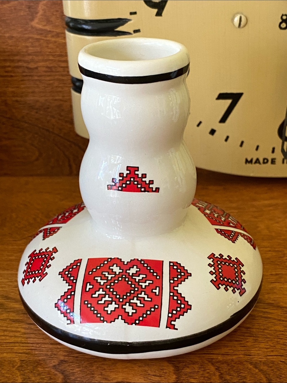 Ukrainian Folk Art Design Ceramic Vase Candle Holder Made in Canada